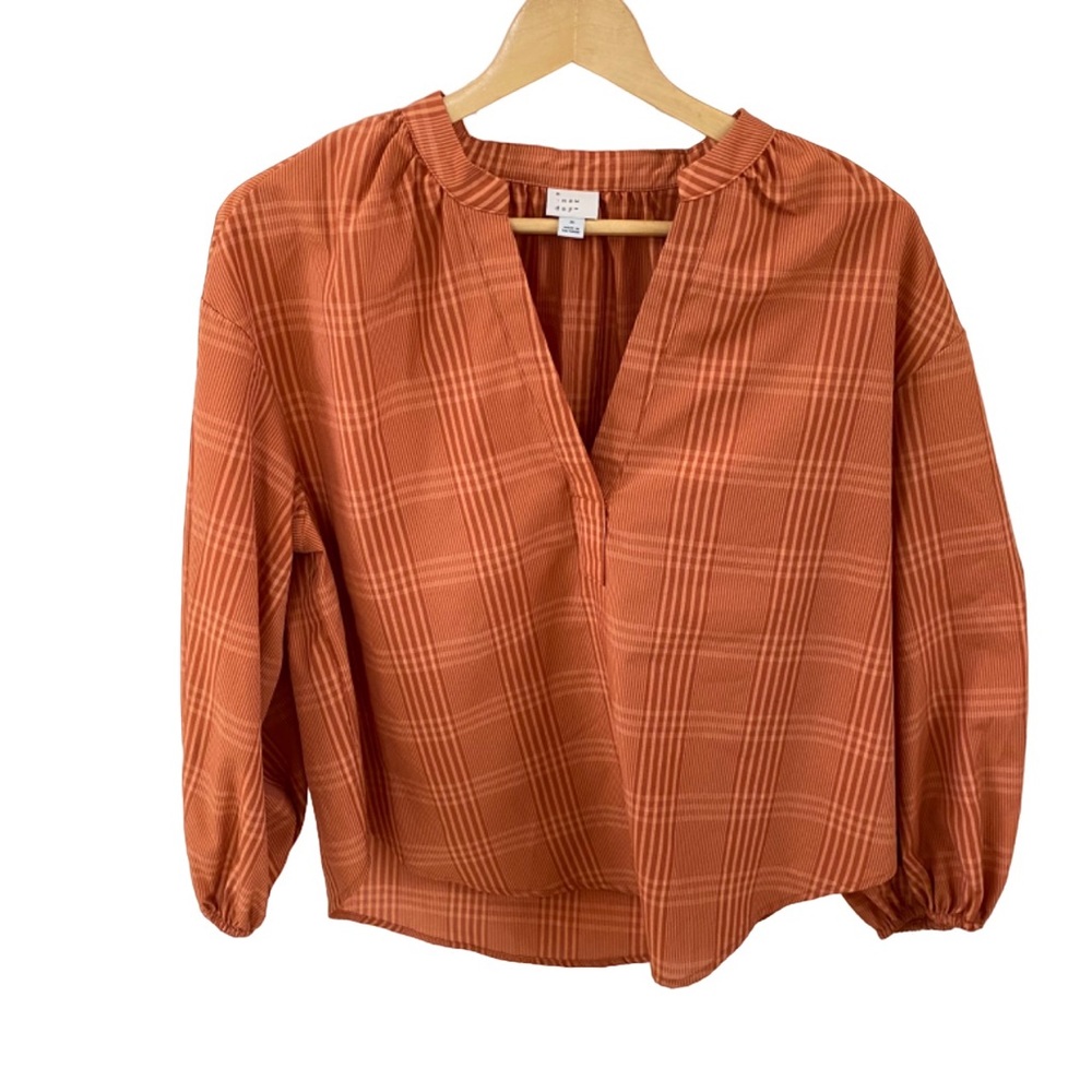 A new Day Long Sleeve Retro Striped Blouse Size M